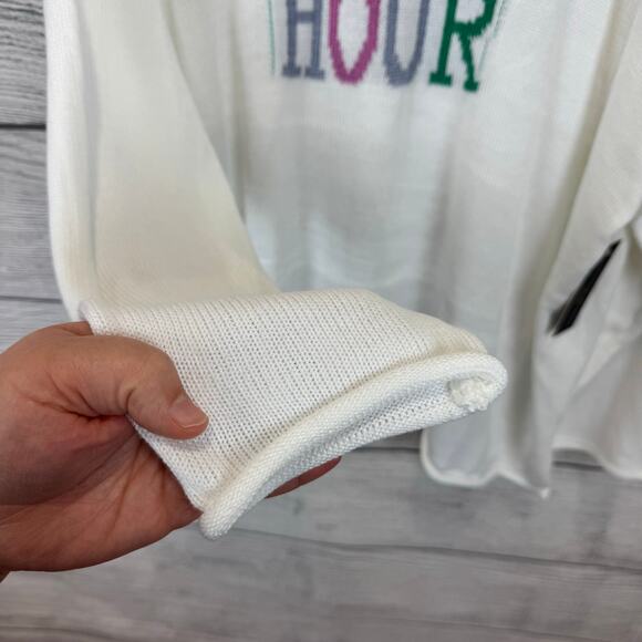 Adrienne Vittadini Plus Size White Knit Rolled Hem Happy Hour Sweater Size 3X - Picture 3 of 9